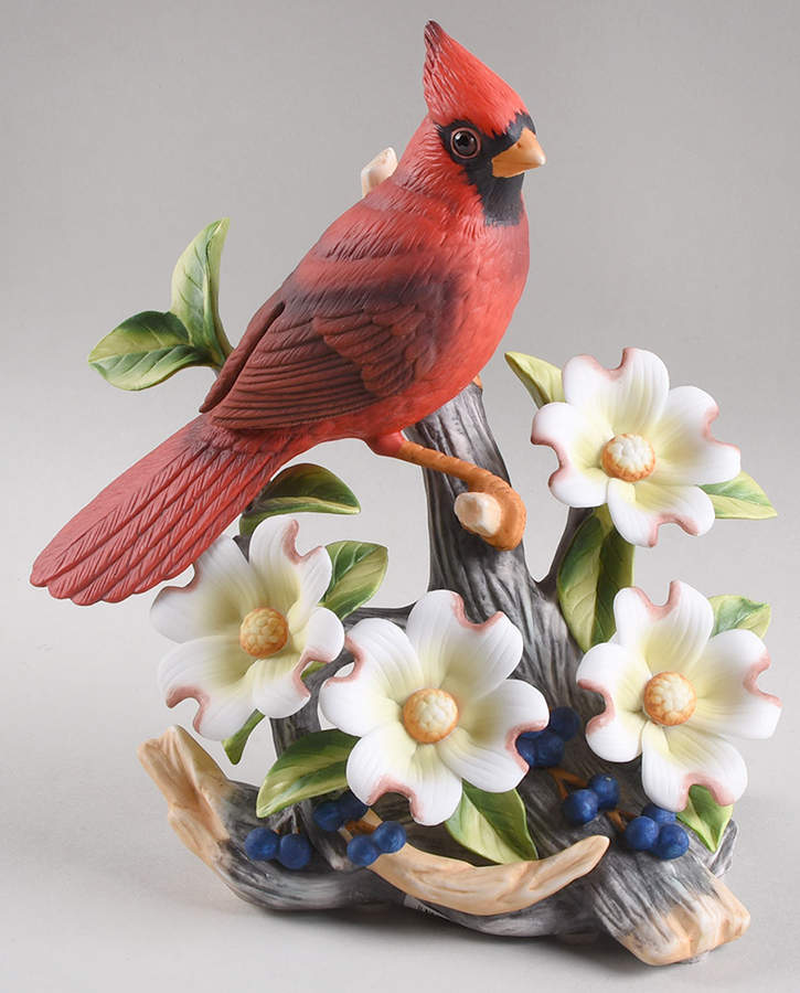 Sadek Bird Figurines Cardinal With White Dogwood - Boxed by Sadek-1