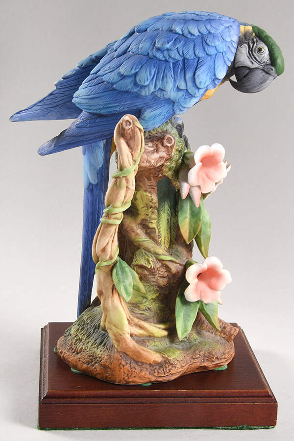 Sadek Bird Figurines Gold And Blue Macaw - With Box by Sadek-1