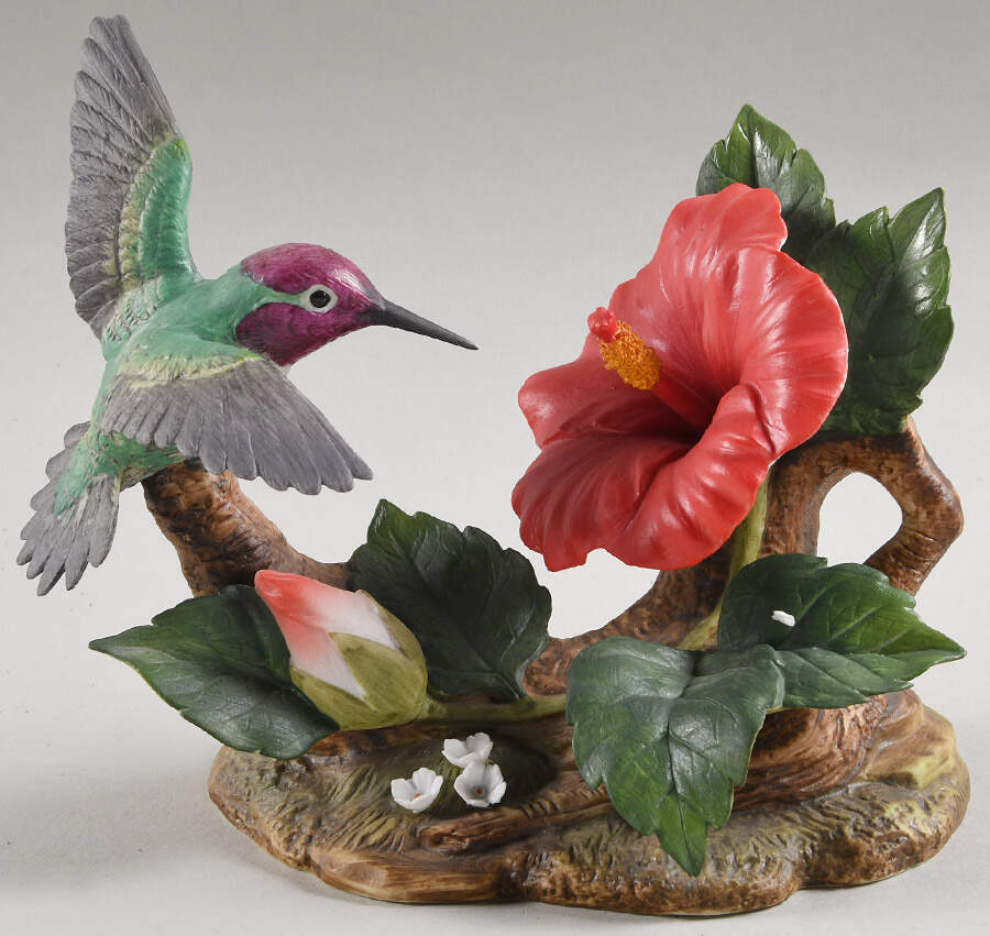 Sadek Bird Figurines Anna's Hummingbird With Hibiscus - No Box by Sadek-1