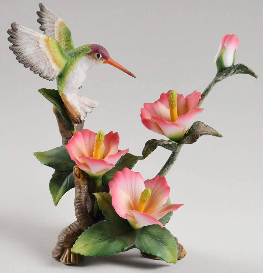 Sadek Bird Figurines Hummingbird And Hibiscus - Bx363 With Box by Sadek-1