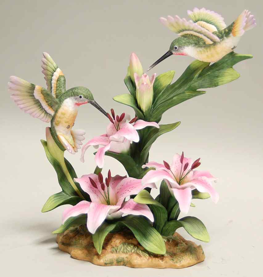 Sadek Bird Figurines Humminbirds With Lillies - Boxed by Sadek-1