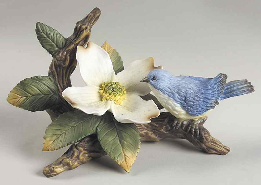 Sadek Bird Figurines Bluebird With /Dogwood - Boxed by Sadek-1