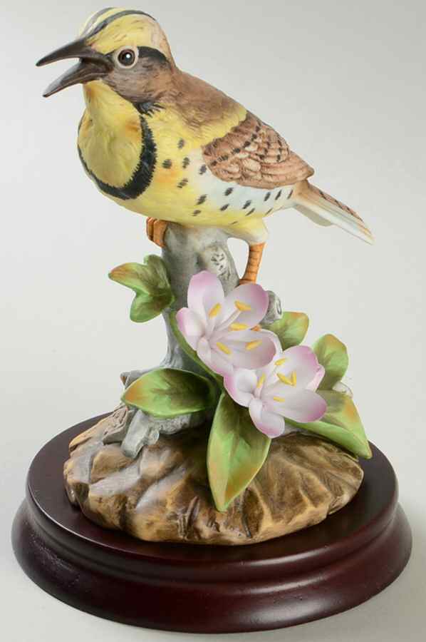 Sadek Bird Figurines Meadowlark W/ Rhododendron - No Box by Sadek-1