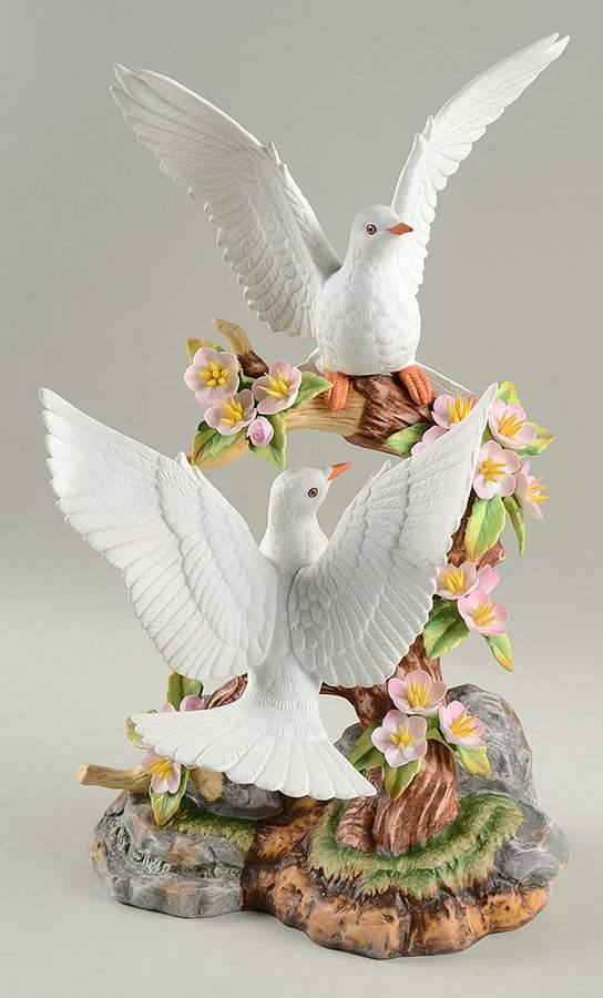 Sadek Bird Figurines Millenia Double Doves Of Peace - No Box by Sadek-1