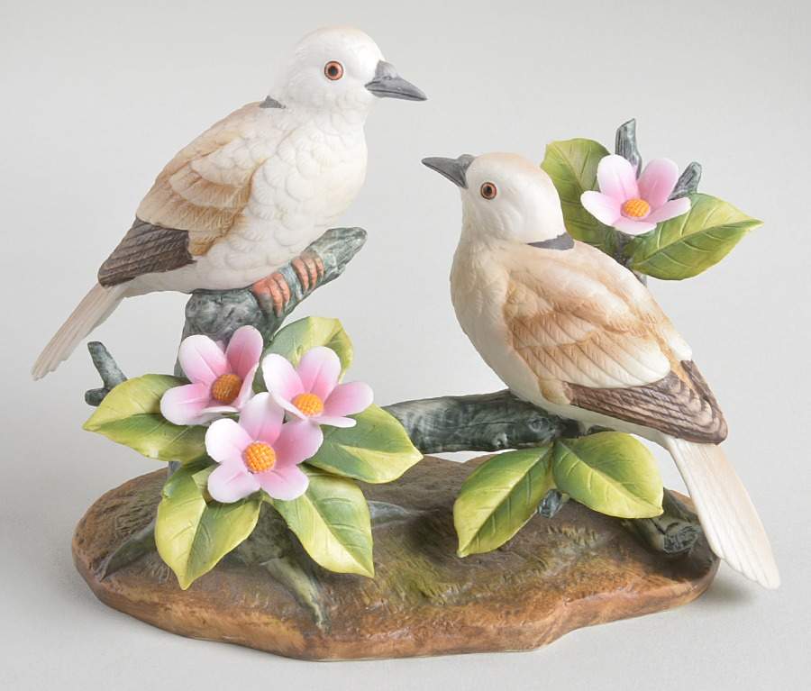 Sadek Bird Figurines Two Turtledoves With Pear Blossom - No Box by Sadek-1