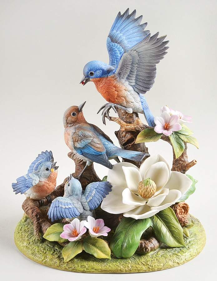 Sadek Bird Figurines Bluebird Family - With Box Bx372 by Sadek-1