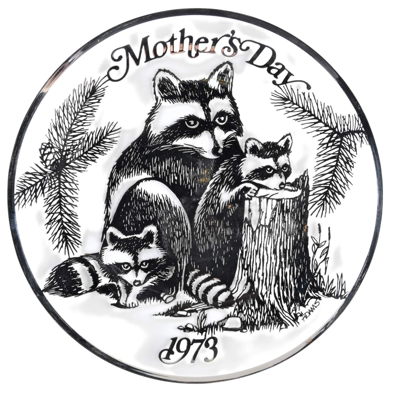 Mothers Day Plate Raccoons - No Box by Sterling America-1