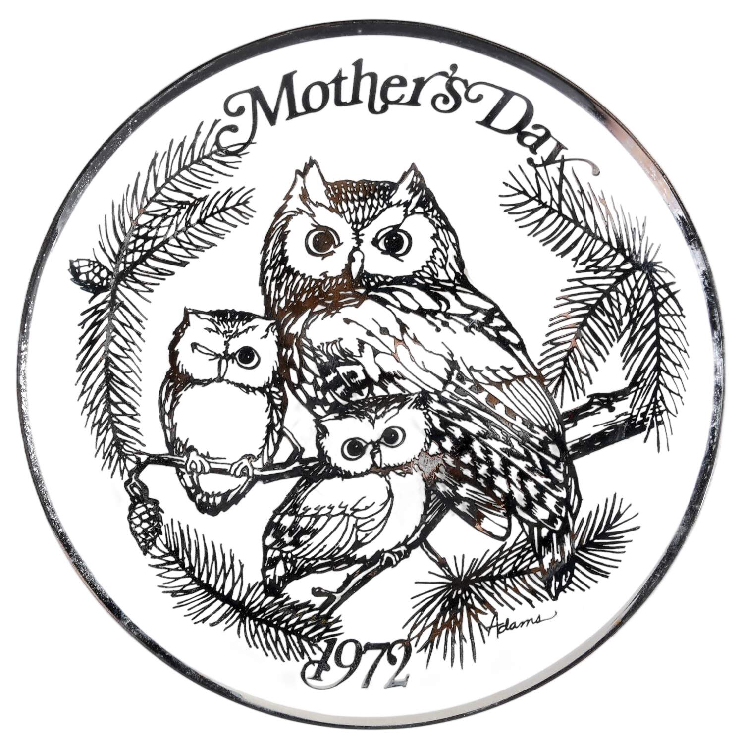 Mothers Day Plate Horned Owls - Boxed by Sterling America-1