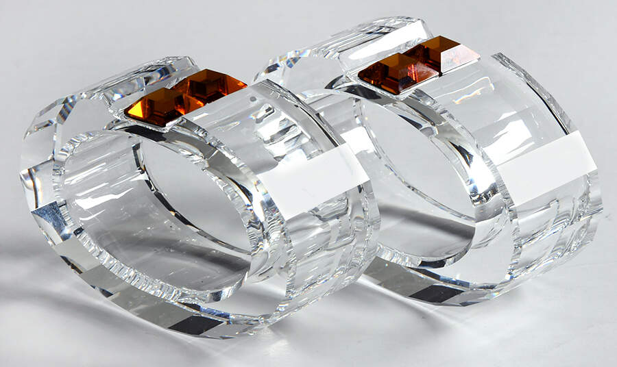 Rainbow Napkin Rings Topaz Zircon-Set Of 2  - Boxed by Swarovski-1