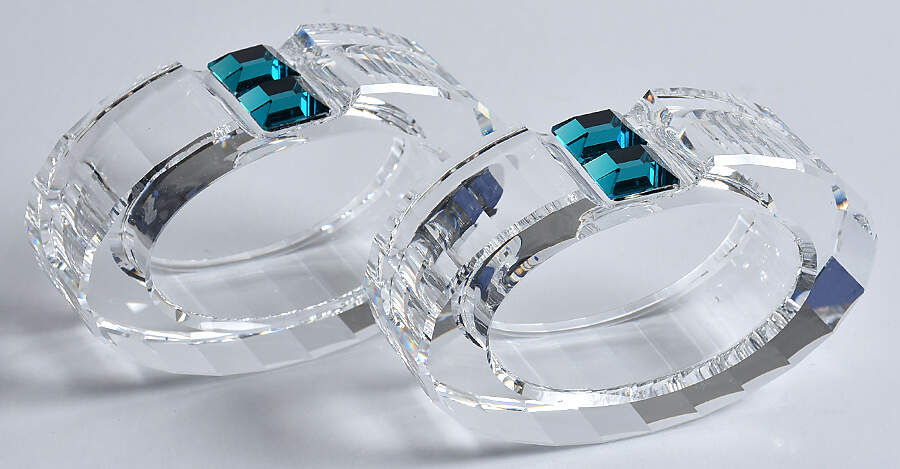 Rainbow Napkin Rings Blue Zircon-Set Of 2 - With Box by Swarovski-1