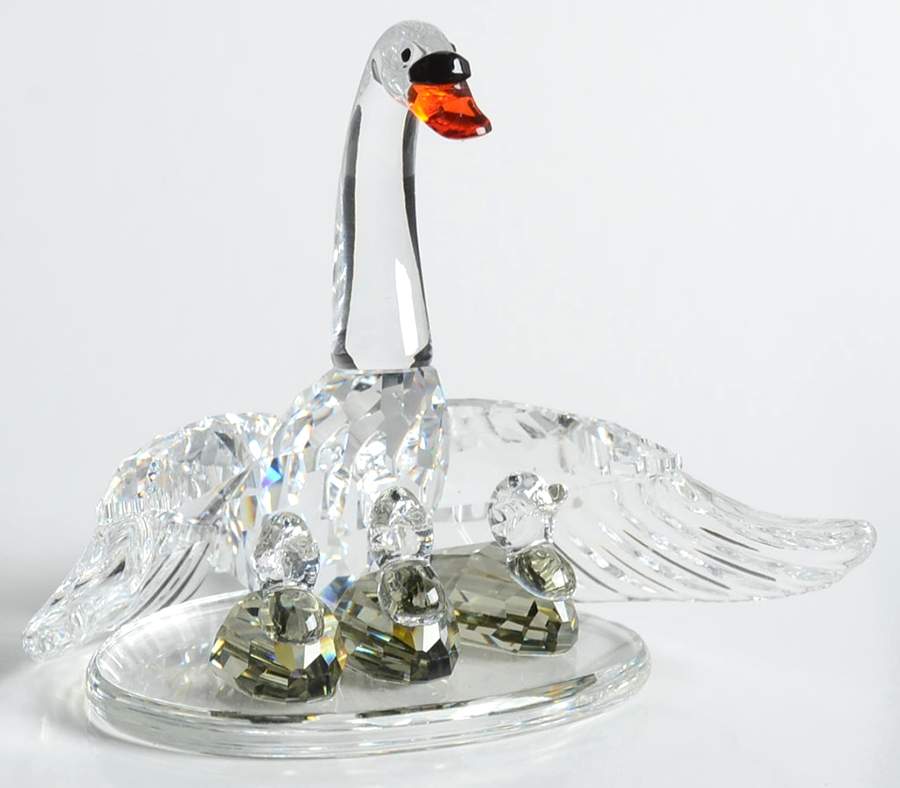 Beauties of the Lake Swan Family-Mother With Three Cygnets - No Box by Swarovski-1