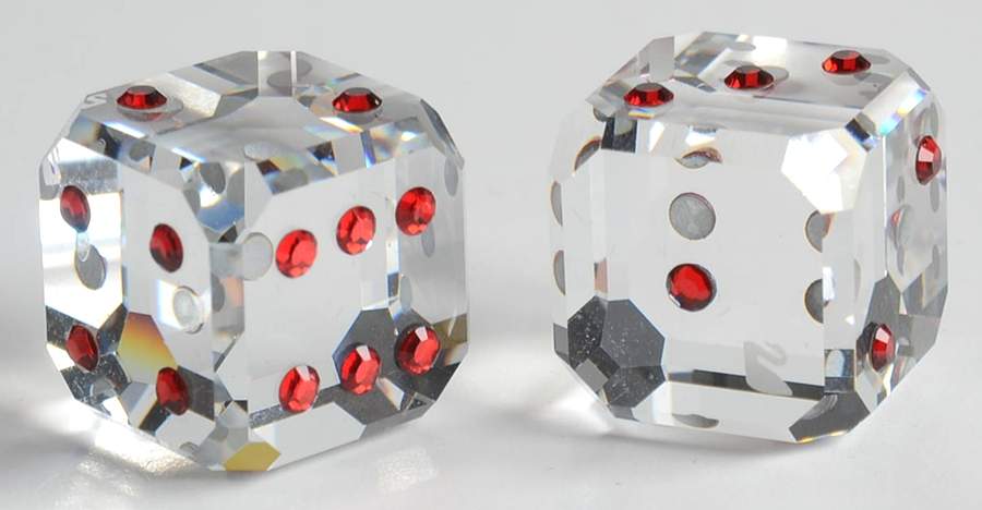 Good Luck Dice-Red Pips-Set Of 2 - No Box by Swarovski-1