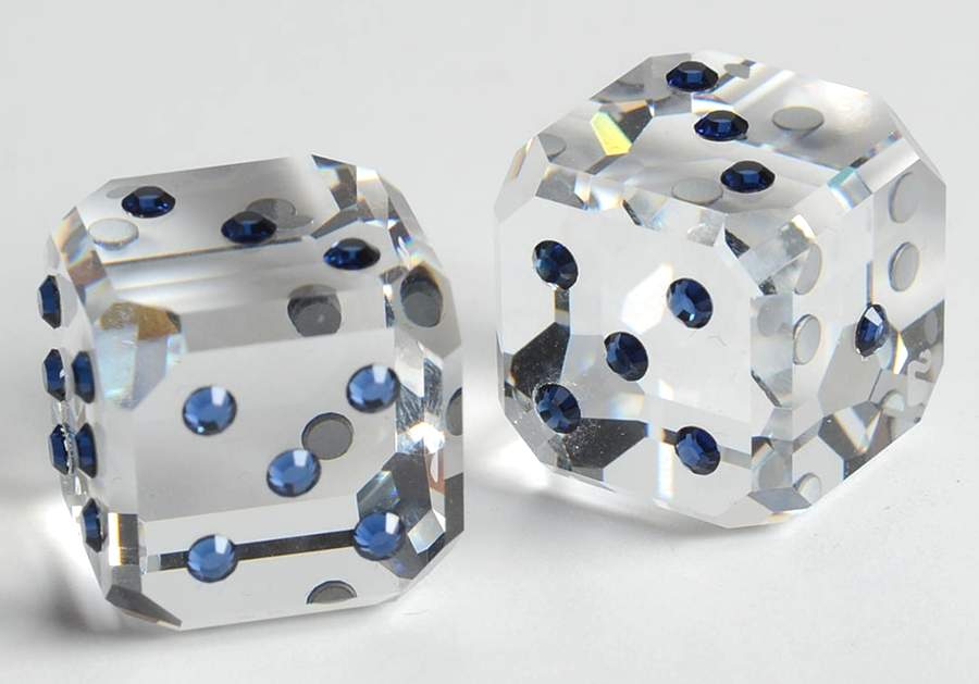 Good Luck Dice-Blue-Pips Set Of 2 - Boxed by Swarovski-1
