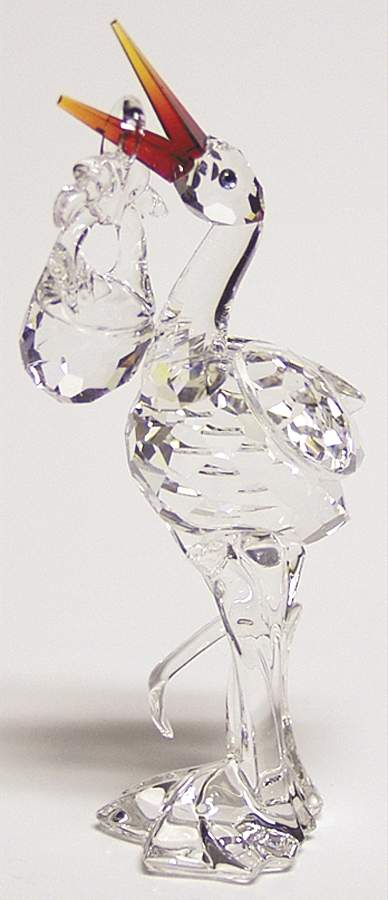 Cheerful Times Stork With Baby-Set Of 2 - No Box by Swarovski-1