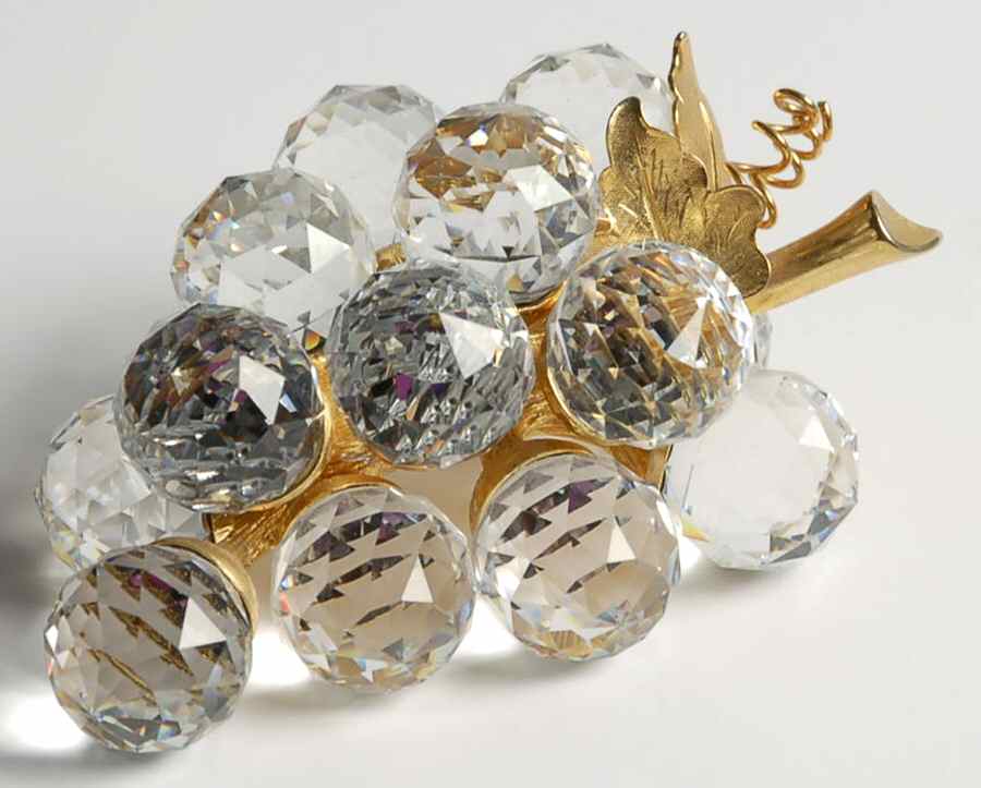 Sparkling Fruit Grapes 15 Sm-Gold Leaves & Stem - Boxed by Swarovski-1