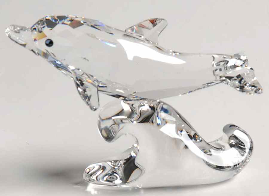 Aquatic Worlds Dolphin-Baby-Clear Wave Base - Boxed by Swarovski-1