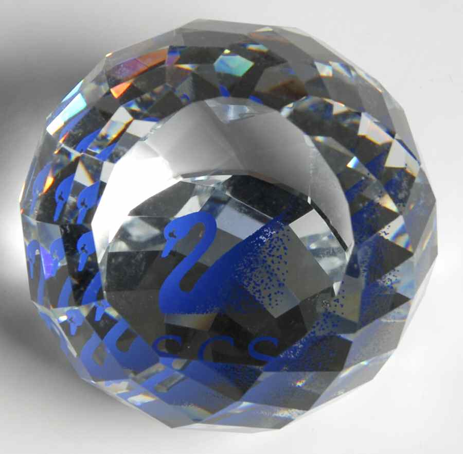 Swarovski Paperweights Dealer Round Paperweight-Blue Swan - With Box by Swarovski-1