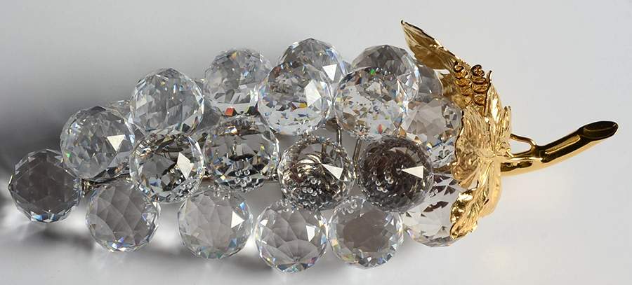 Sparkling Fruit Grapes-23 Gold Leaves/Rhodium Stem - No Box by Swarovski-1
