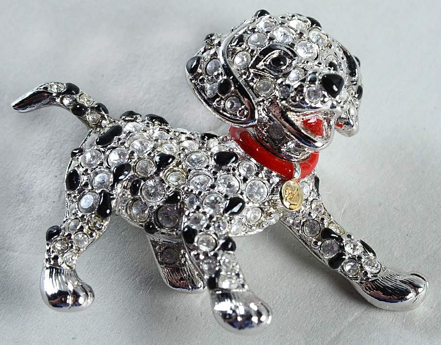 Brooches - Pins Dalmatian Puppy Playing Brooch - No Box by Swarovski-1