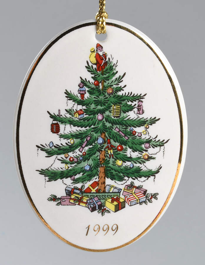 Annual Christmas Tree Ornament 1999-Gold Trim - No Box by Spode-1