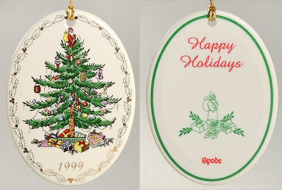 Annual Christmas Tree Ornament 1999-Holly Leaves - With Box by Spode-1
