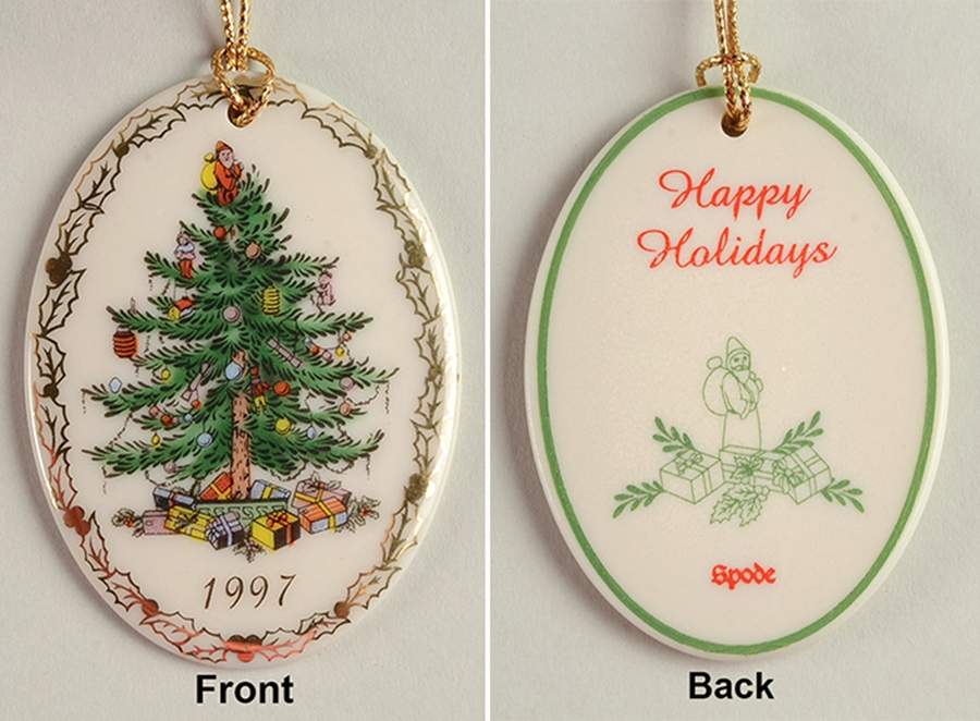 Annual Christmas Tree Ornament 1997-Holly Leaves - With Box by Spode-1