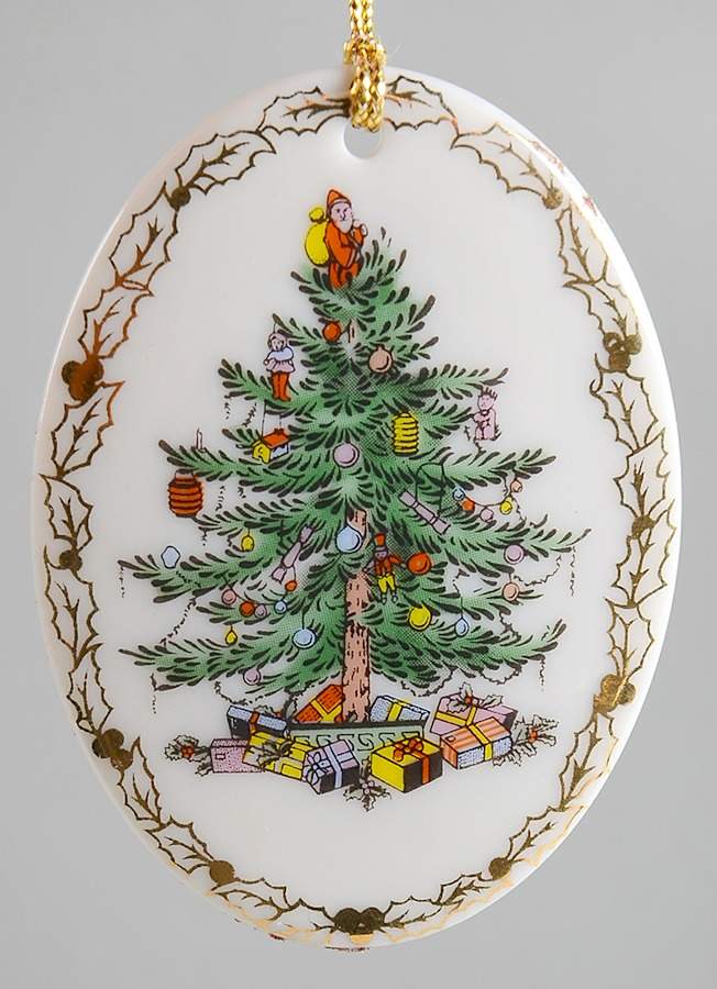 Annual Christmas Tree Ornament Holly Leaves - Oval - No Box by Spode-1