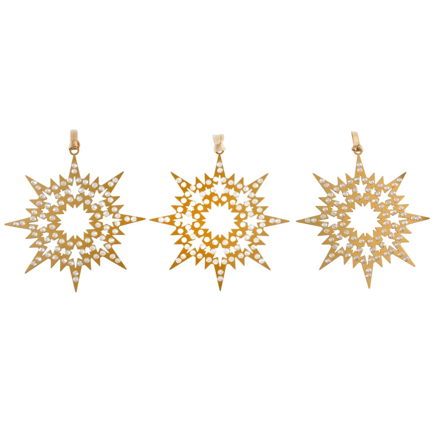 Swarovski Ornaments Crystal Pixel Star-Gold Set Of 3 - No Box by Swarovski-1