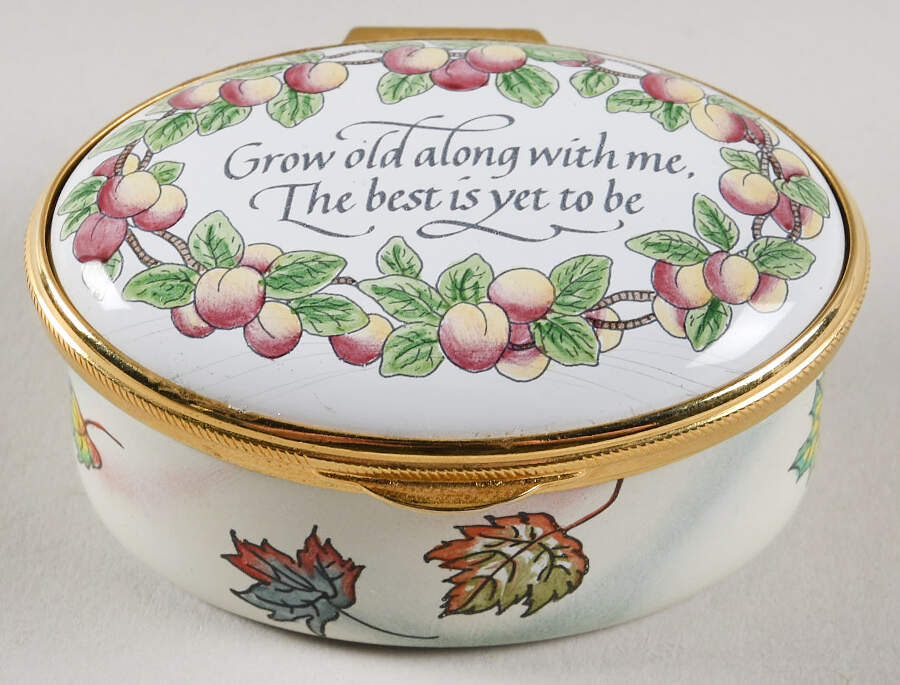 Connoisseurs Grow Old Along With Me-Peaches - No Box by Staffordshire Enamels-1