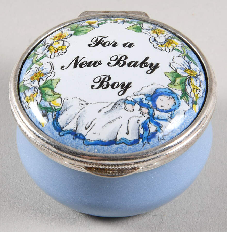 Connoisseurs For A New Baby Boy-Round - No Box by Staffordshire Enamels-1