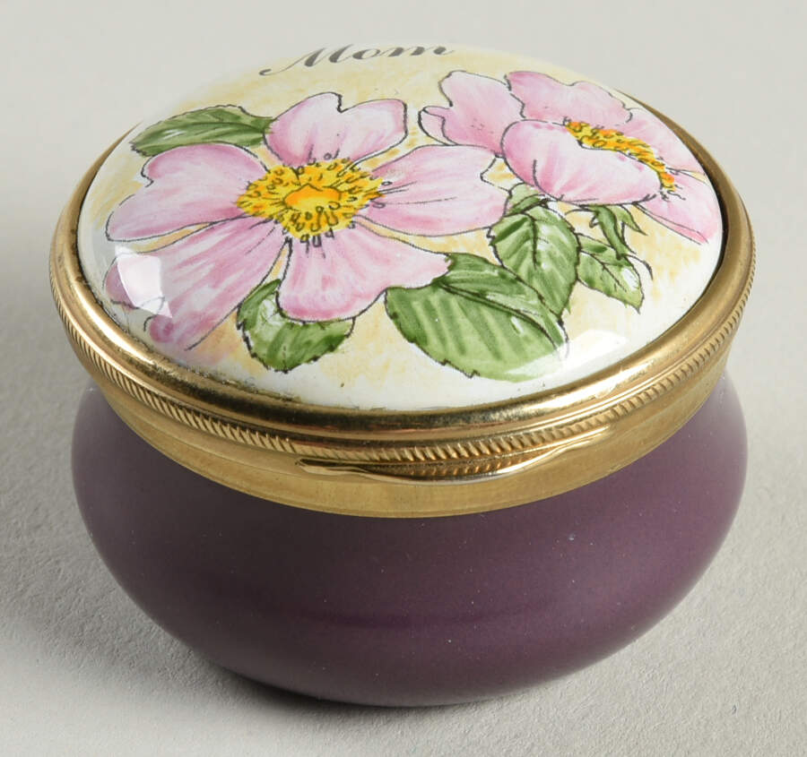 Connoisseurs Mom-Round, Pink Flowers - Boxed by Staffordshire Enamels-1