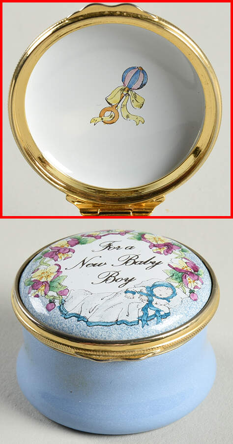 Connoisseurs For A New Baby Boy-Red Flowers - No Box by Staffordshire Enamels-1
