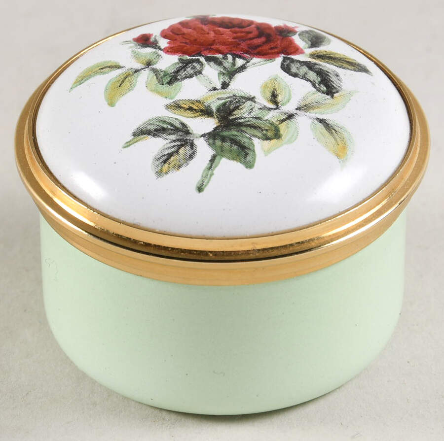 Connoisseurs Red Rose-Green Base - Boxed by Staffordshire Enamels-1
