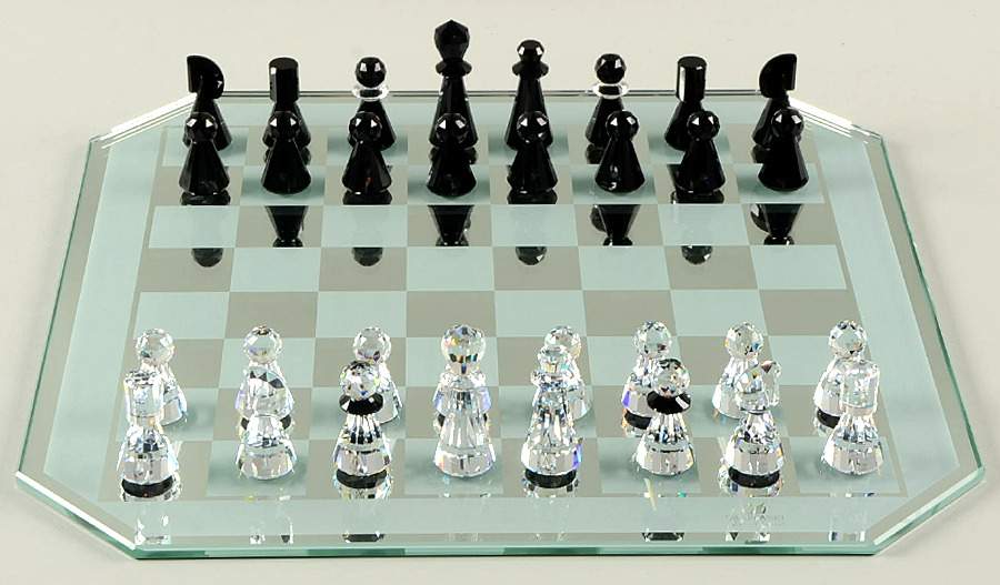 Games of Kings Chess Set Chess Set With Glass Board / Boxed - Chess Set With Board by Swarovski-1