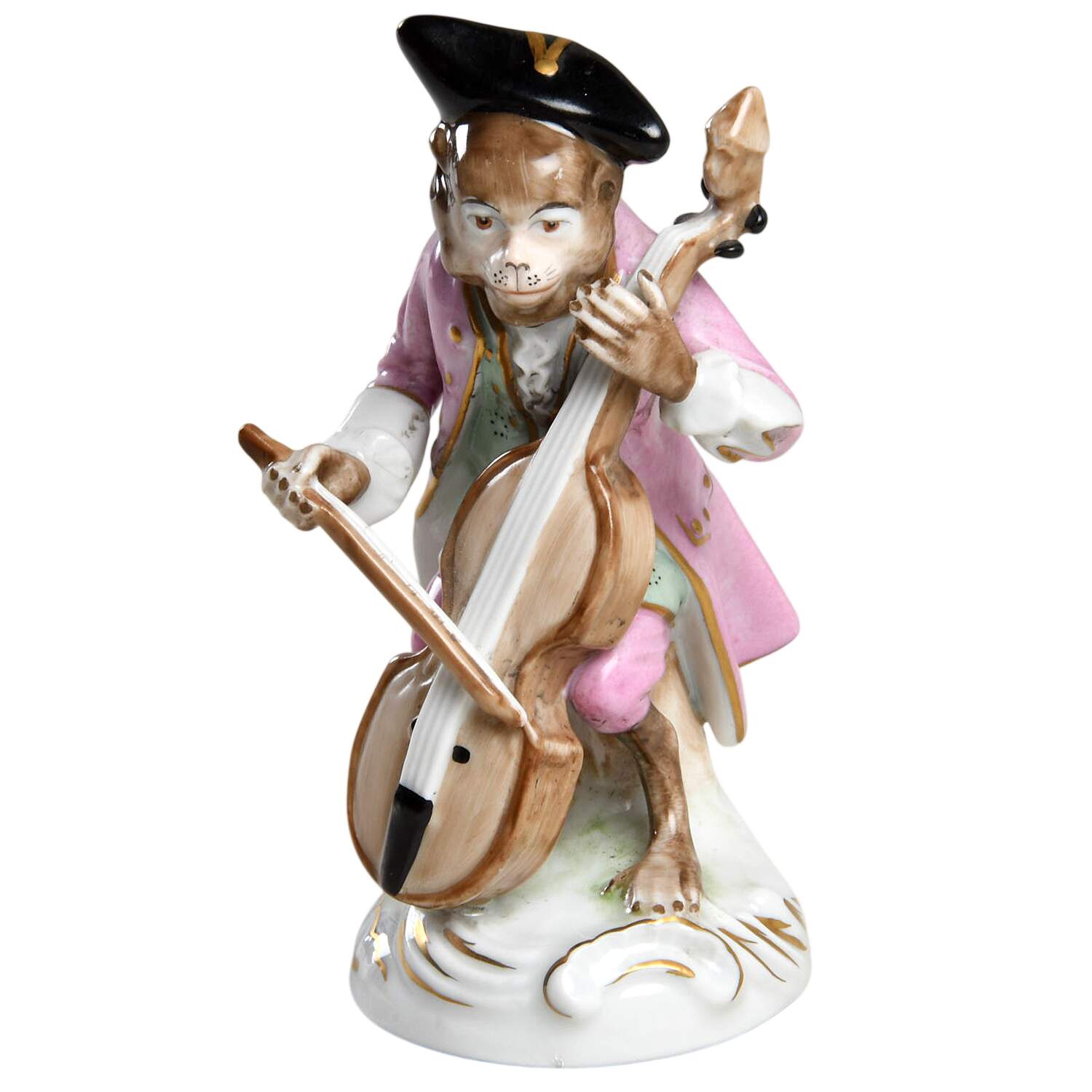 Sitzendorf Figurines Monkey With Cello Bass - No Box by Sitzendorf Porcelain-1