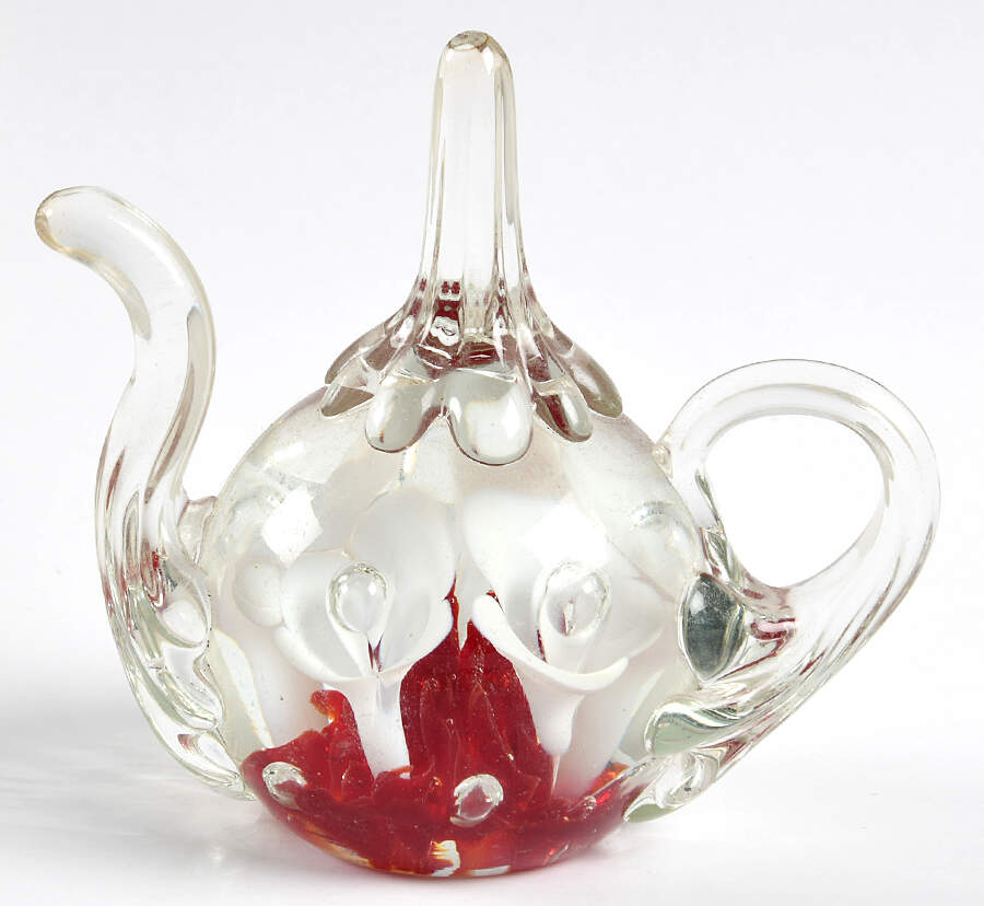 Paperweight White Floral Ring Holder - No Box by St. Clair Crystal-1