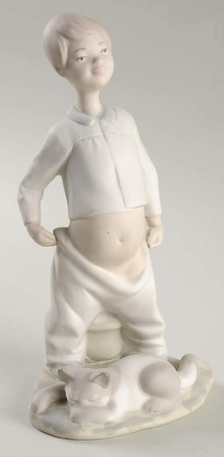 Made in Spain Figurines Boy In Pajamas With Cat - No Box by Spain-1