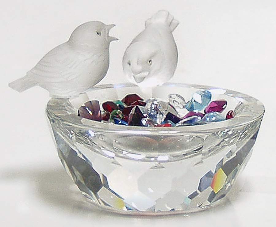 Feathered Beauties Bird Bath-With Stones - With Box by Swarovski-1