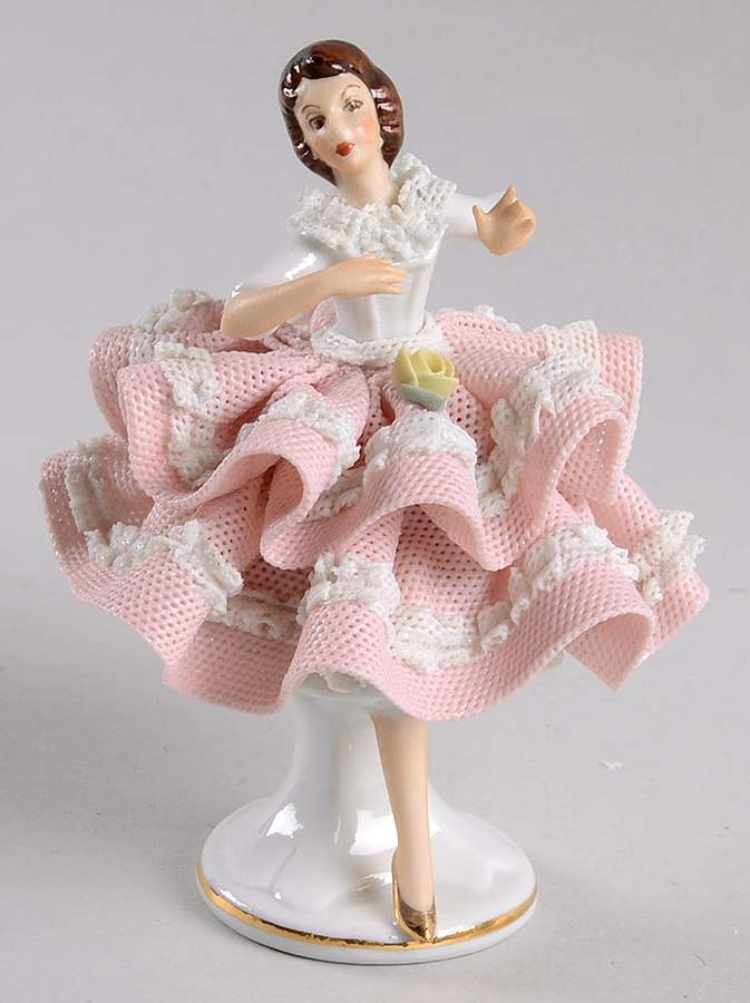 Dresden Lace Figurines Dancing Lady - With Box by Sandizell-1