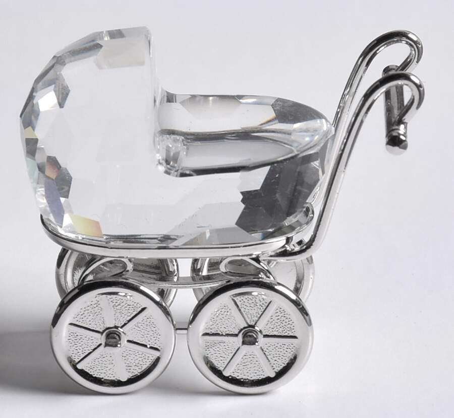 First Steps Baby Carriage-Rhodium - Boxed by Swarovski-1