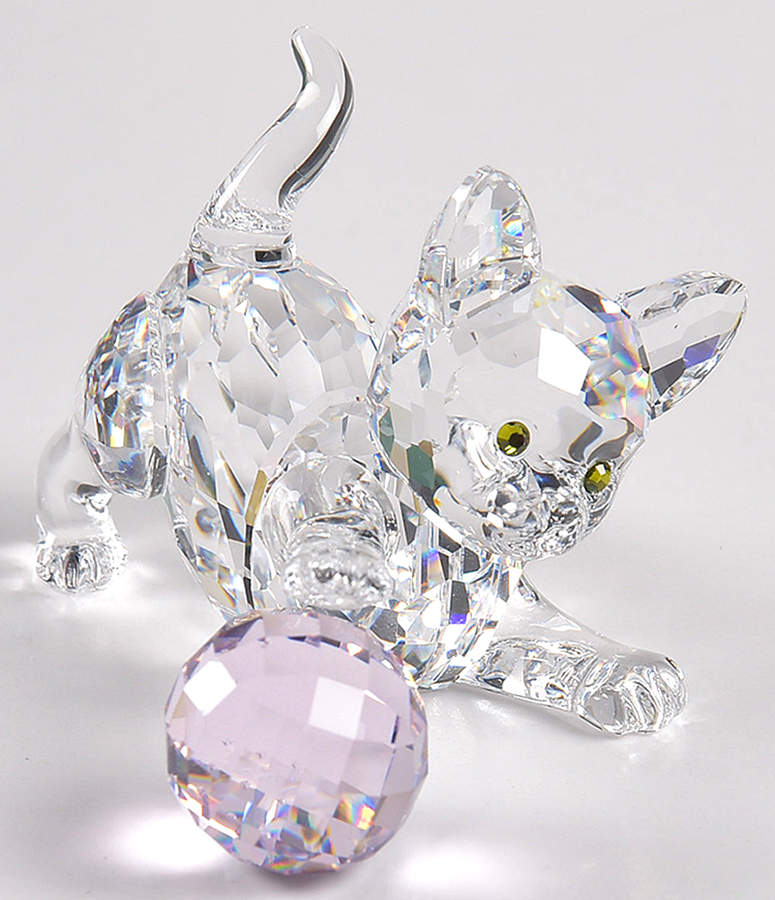 The Peaceful Countryside Kitten-With Pink Crystal Ball-Set Of 2 - No Box by Swarovski-1