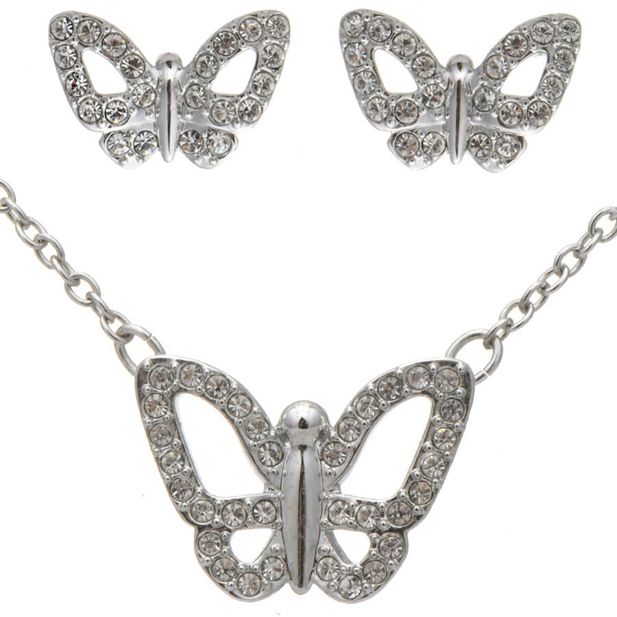 Disney Jewelery Cinderella Butterfly Necklace & Earrings - No Box by Swarovski-1