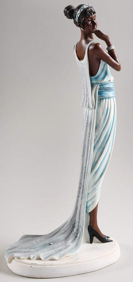 Seymour Mann Figurine Africam American Lady With Blue Dress - No Box by Seymour Mann-1