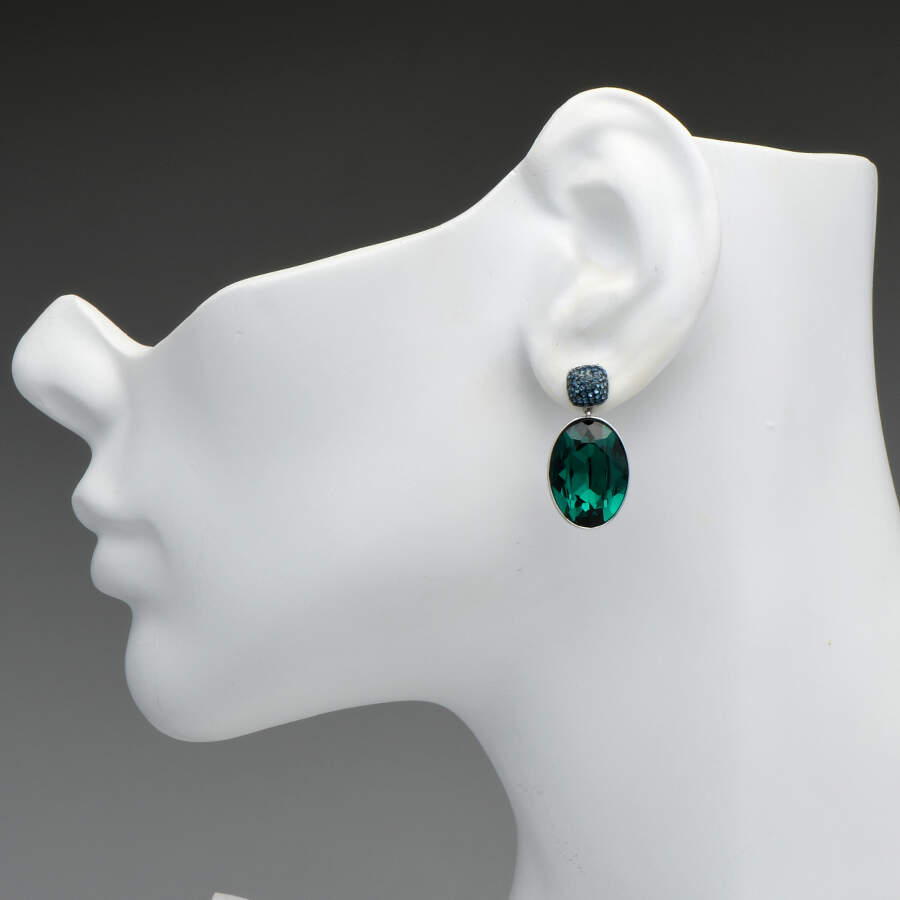 Earrings Empire Oval Earrings Emerald - Boxed by Swarovski-3