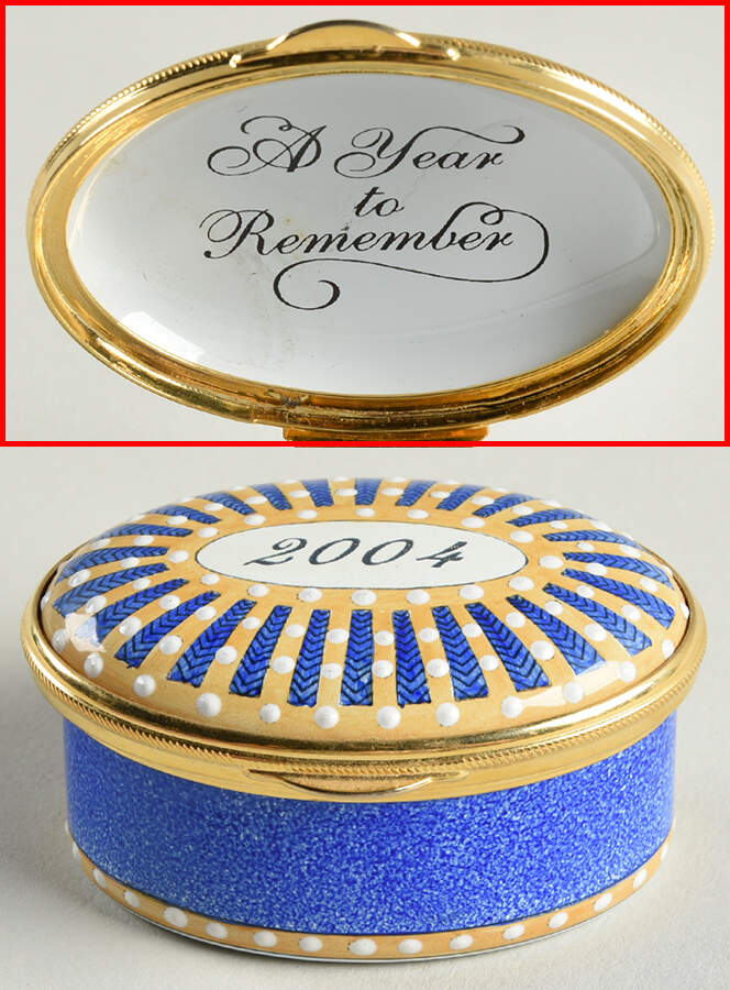 A Year To Remember 2004-Blue & Gold,White Enamel Beads - No Box Nb2004 by Staffordshire Enamels-1