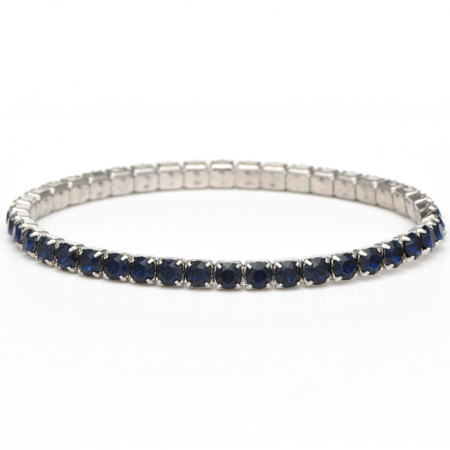 Crystal Stretch Bracelets Lightning - Dark Indigo / Rhodium - No Box by Swarovski-1
