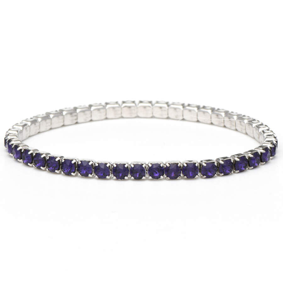 Crystal Stretch Bracelets Lightning - Purple Velvet / Rhodium - No Box by Swarovski-1