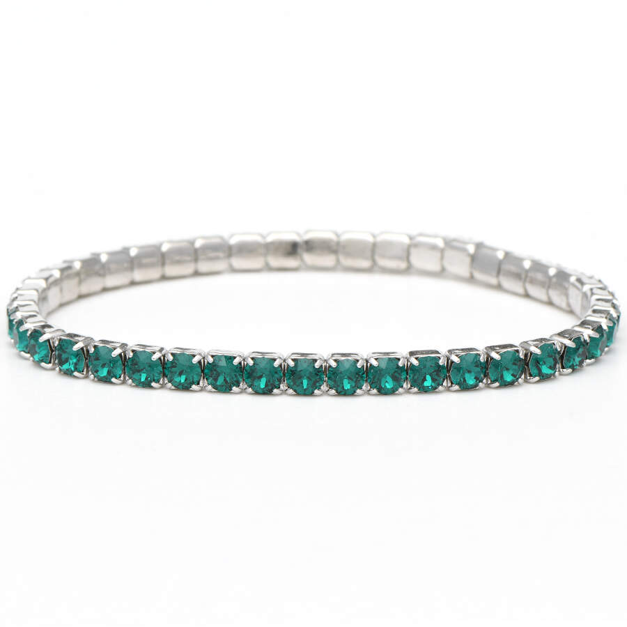 Crystal Stretch Bracelets Lightning - Emerald / Rhodium - No Box by Swarovski-1