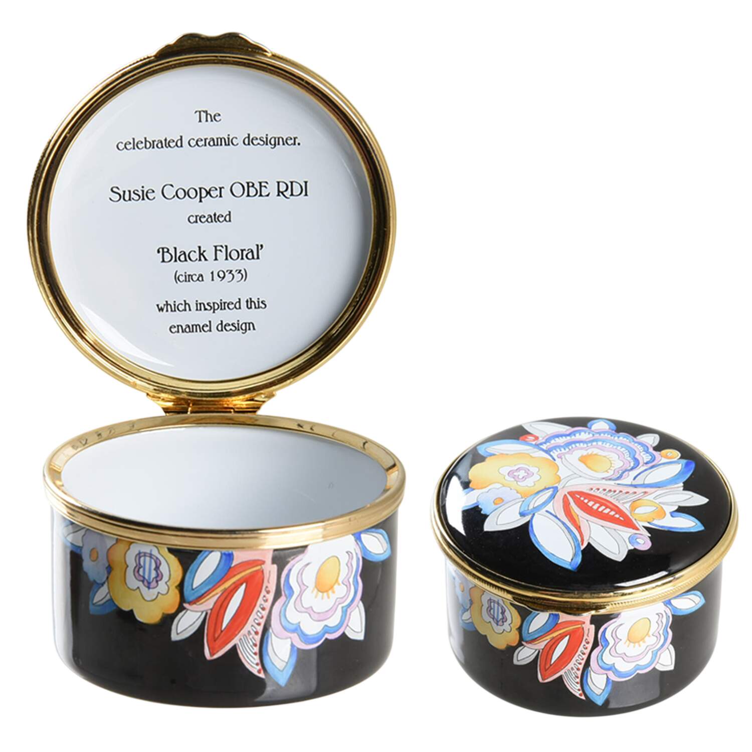 Marshall Enamels Boxes Black Floral - Boxed by Staffordshire Enamels-1