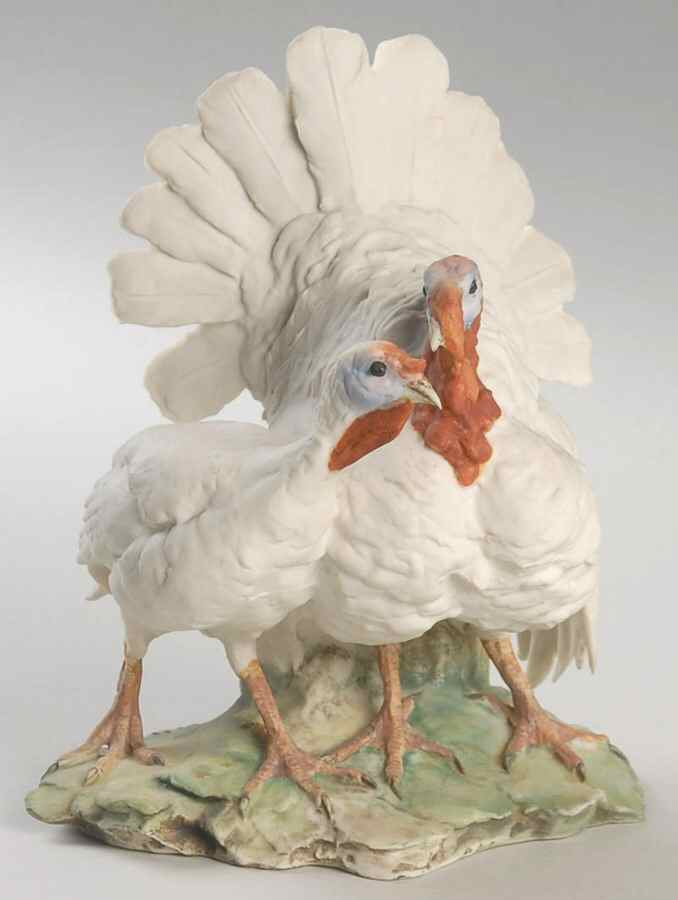 Tay Figurine White Turkeys - No Box by Tay Porcelain-1